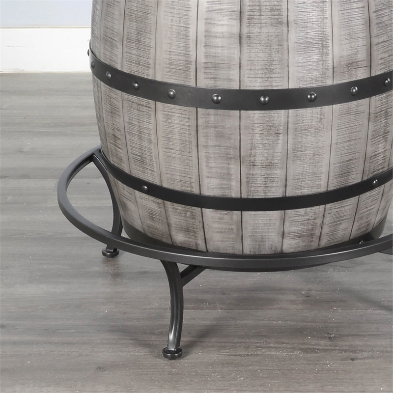 Sunny Designs Round Mahogany Pub Table with Wine Barrel Base in Alpine Gray