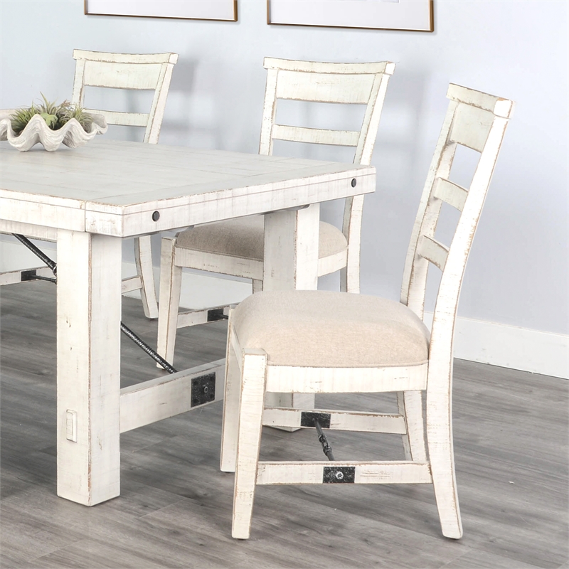 Sunny Designs Marina Farmhouse Mahogany Wood Extension Table in White Sand