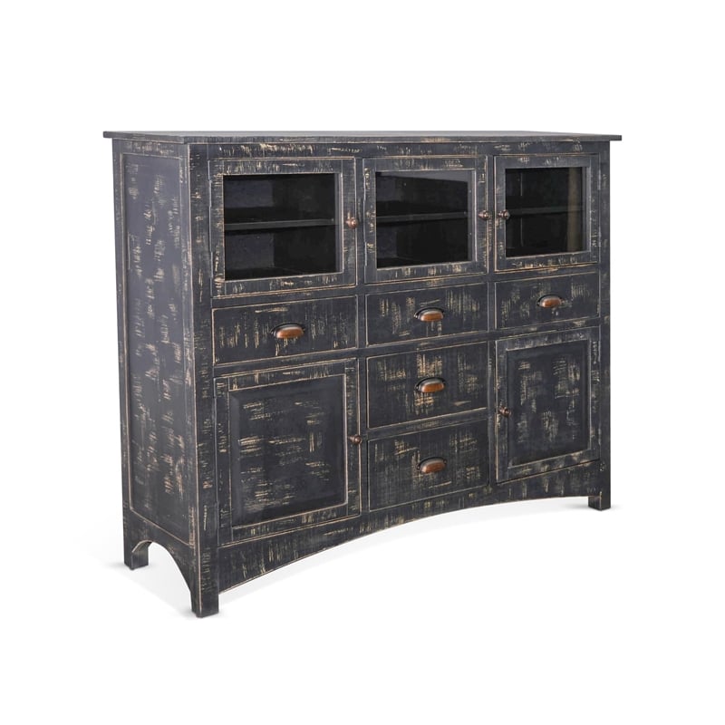 Sunny Designs Marina Farmhouse Mahogany Wood Server in Ocean Blue
