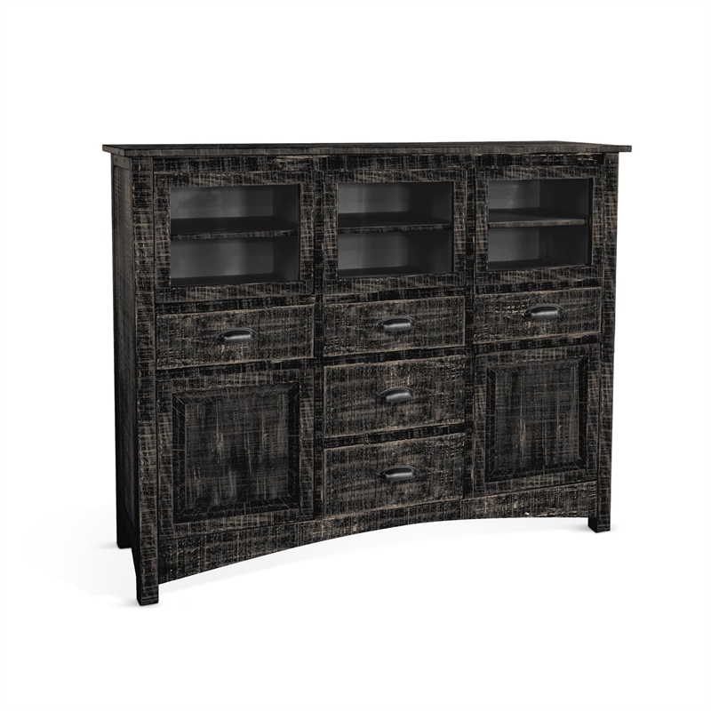 Sunny Designs Marina Farmhouse Mahogany Wood Server in Ocean Blue