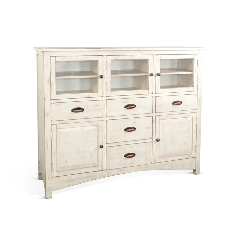 Sunny Designs Marina Farmhouse Mahogany Wood Server in White Sand
