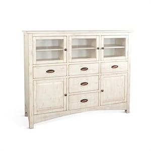 Sunny Designs Marina Farmhouse Mahogany Wood Server in White Sand