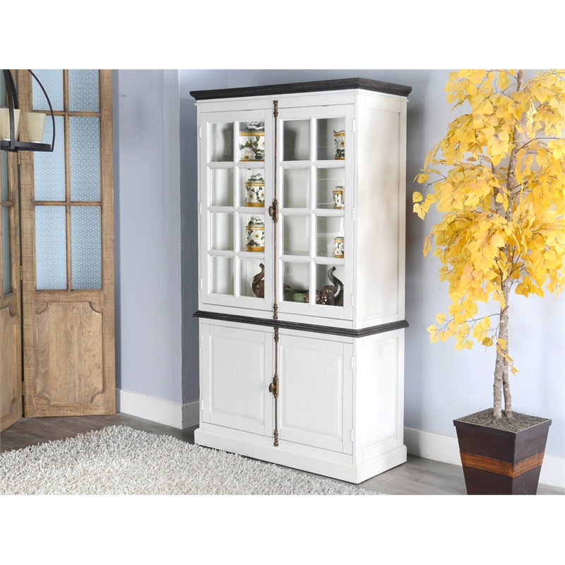 Sunny Designs Carriage House Mahogany Solids and Veneers Buffet & Hutch in White