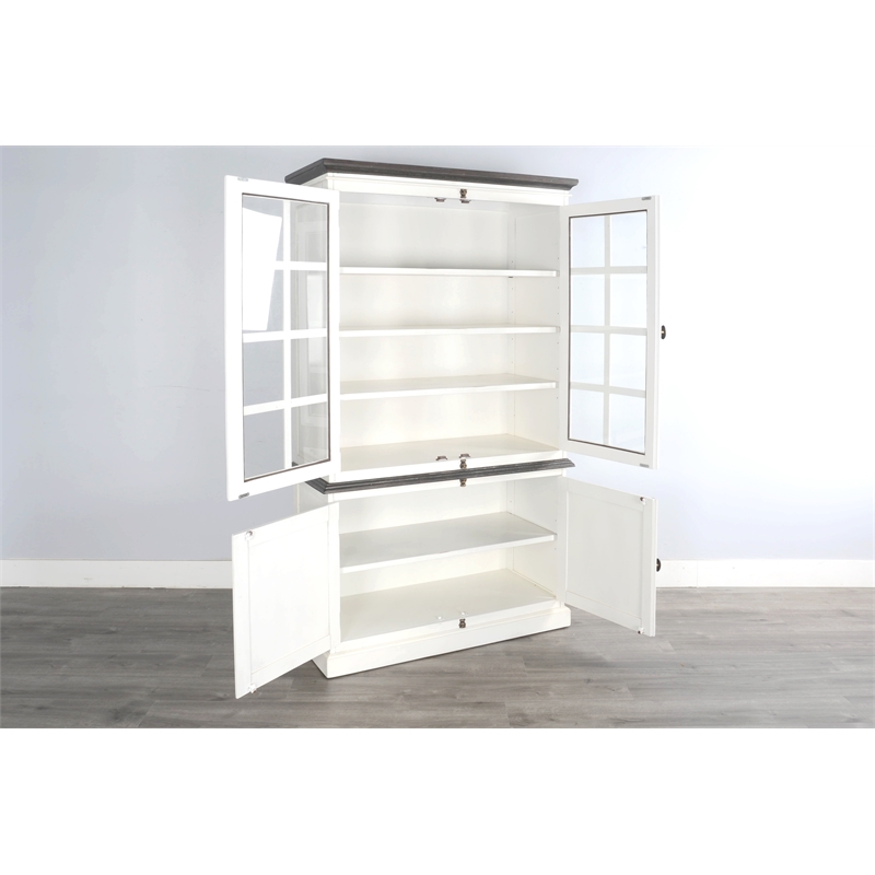 Sunny Designs Carriage House Mahogany Solids and Veneers Buffet & Hutch in White