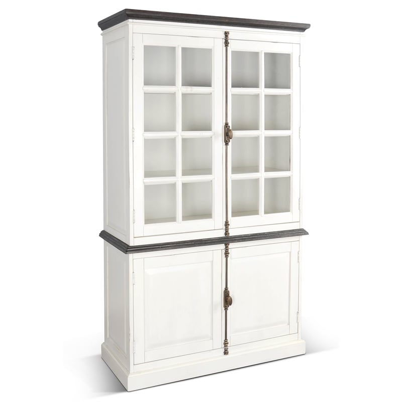 Sunny Designs Carriage House Mahogany Solids and Veneers Buffet & Hutch in White