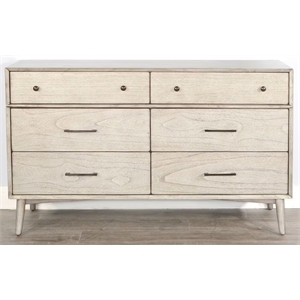 Sunny Designs American Modern Solid Wood 6-Drawers Bedroom Dresser in Gray