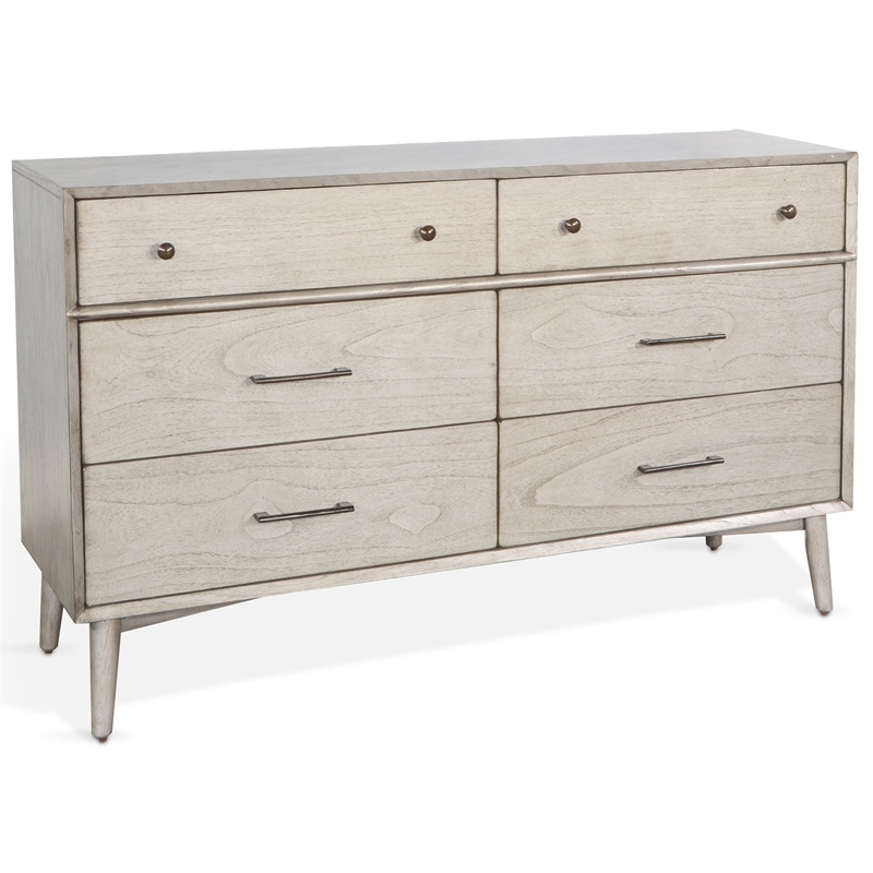 Sunny Designs American Modern Solid Wood 6-Drawers Bedroom Dresser in Gray