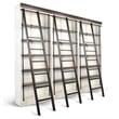 Sunny Designs Carriage House Wood and Metal Bookcase with Ladder in Off White