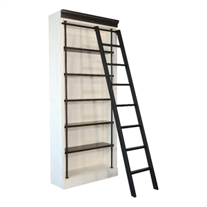 sunny designs carriage house wood and metal bookcase with post in off white