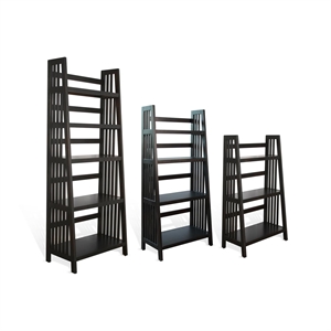 Sunny Designs Scottsdale 72&quot Mahogany Wood Folding Bookcase in Black Walnut