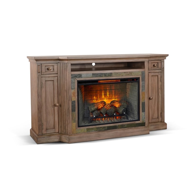 Sunny Designs Doe Valley Traditional Mahogany Wood TV Console in Buckskin/Brown