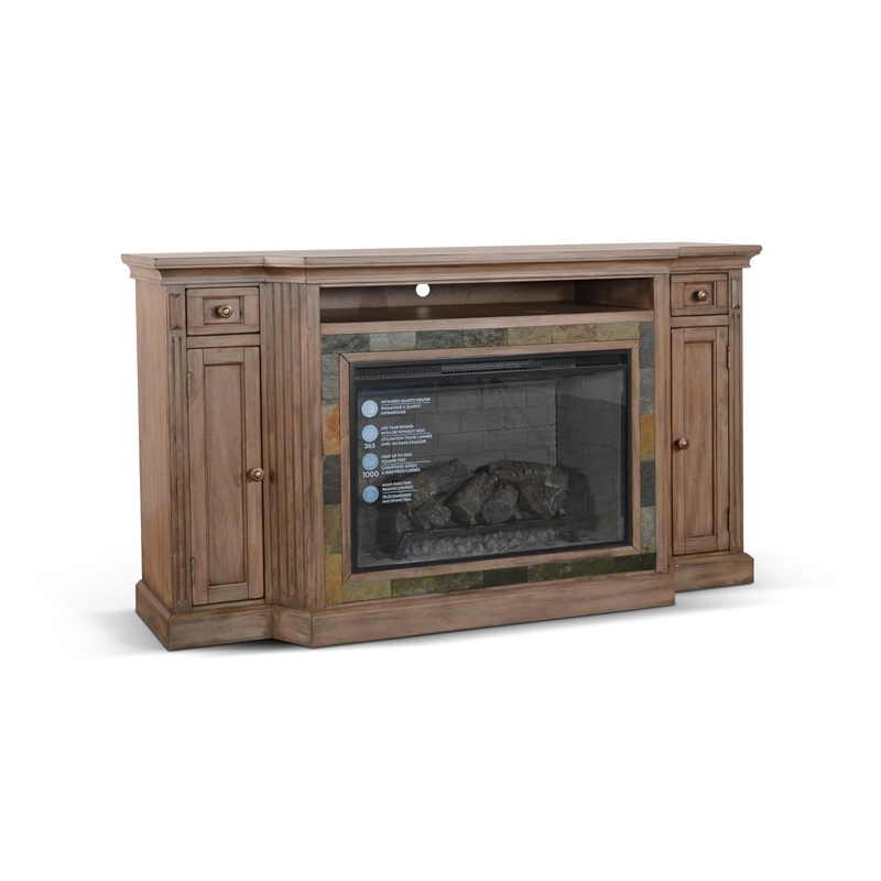 Sunny Designs Doe Valley Traditional Mahogany Wood TV Console in Buckskin/Brown