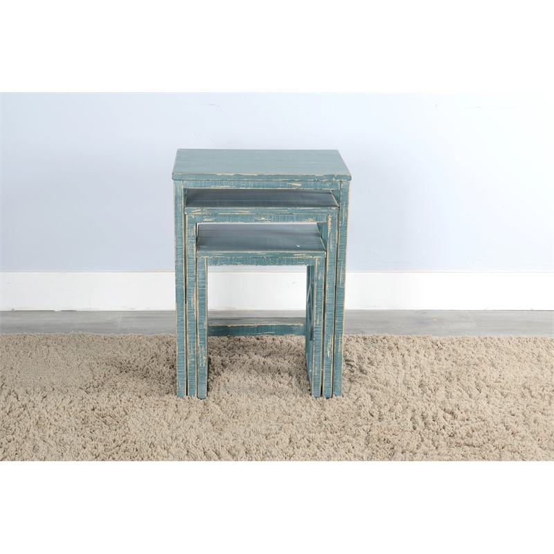 Sunny Designs Marina Sea Grass Solid Wood and Veneers Nesting Table