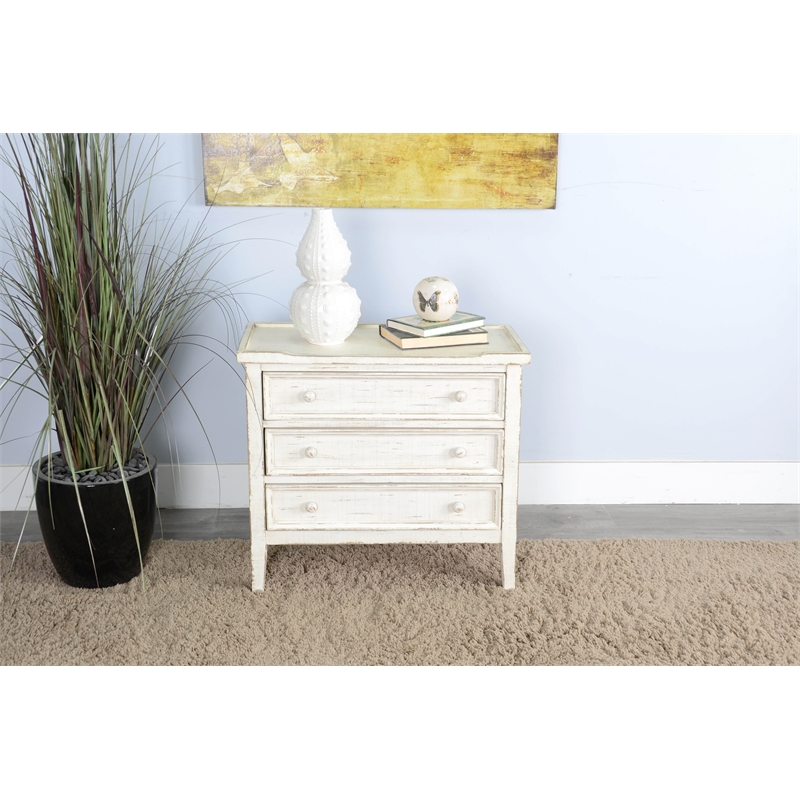 Sunny Designs Marina White Sand Wood End Table
