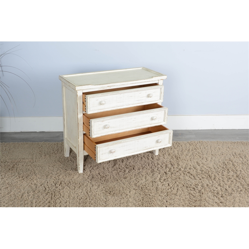 Sunny Designs Marina White Sand Wood End Table