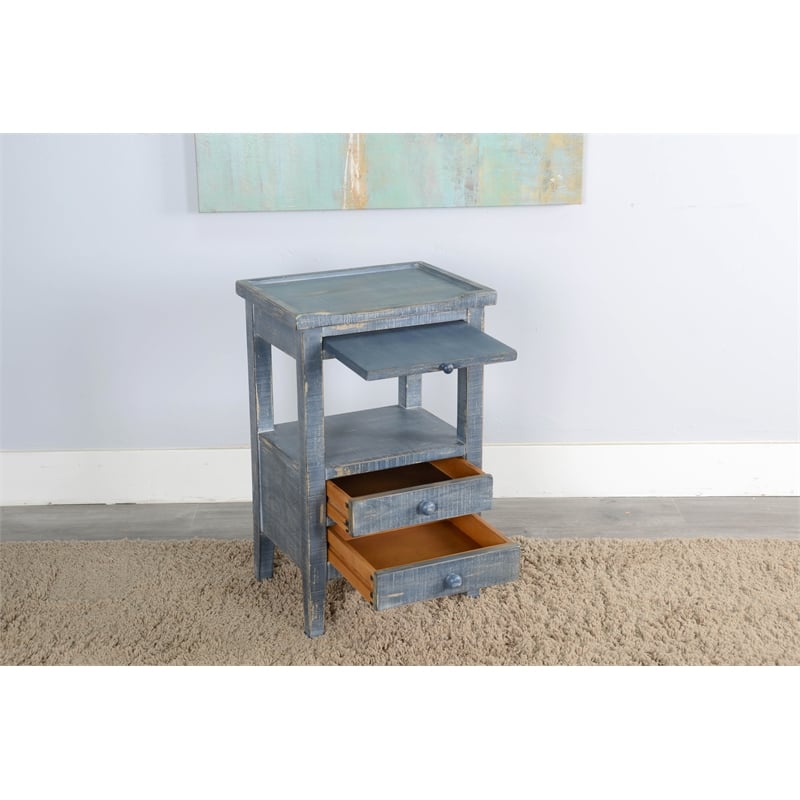 Sunny Designs Marina Ocean Blue Wood Side Table