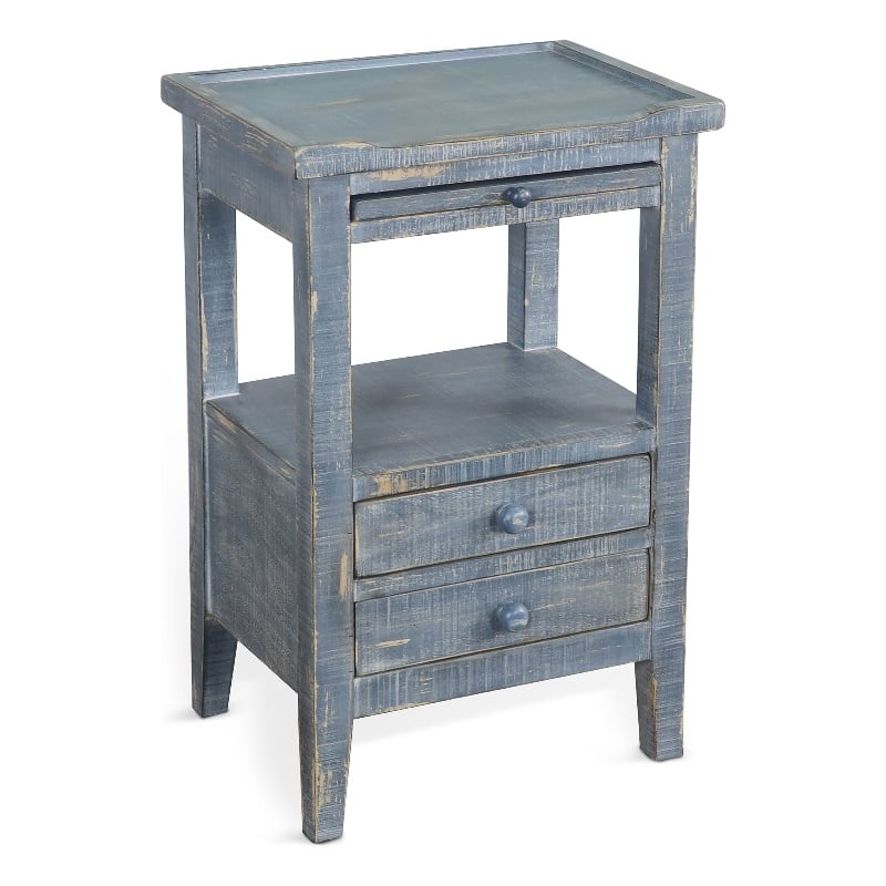 Sunny Designs Marina Ocean Blue Wood Side Table