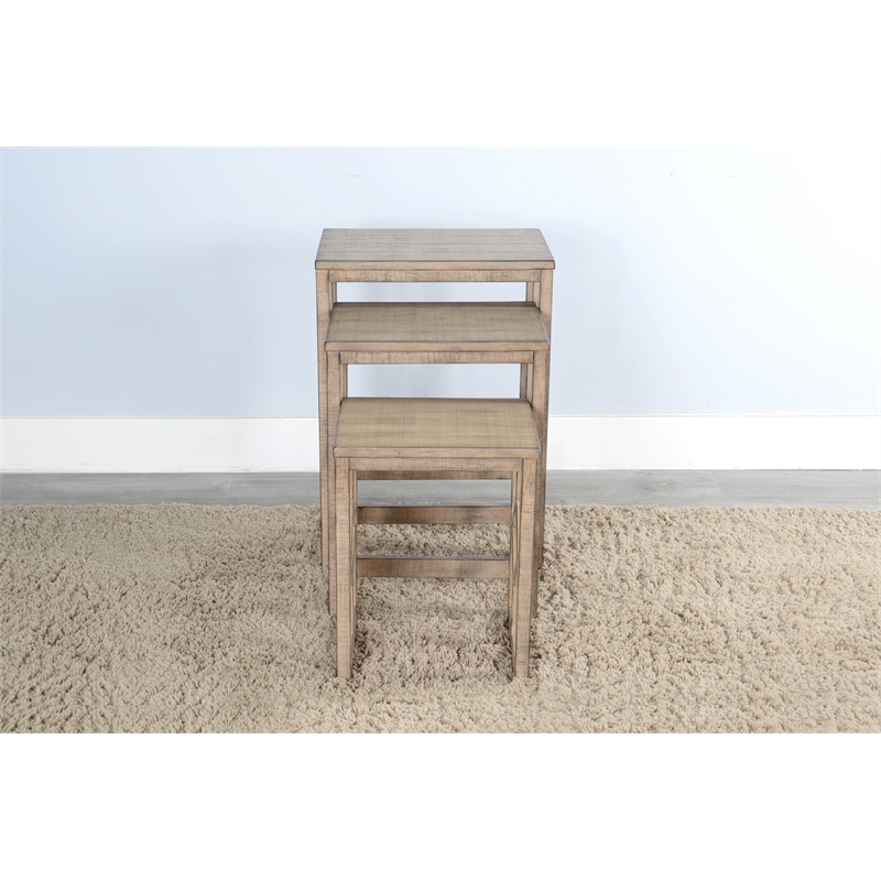 Sunny Designs Marina Solid Wood and Veneers Beach Pebble Nesting Table