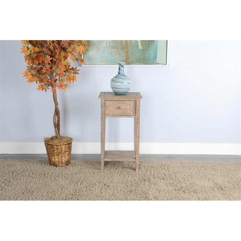 Sunny Designs Beach Pebble Wood Side Table with Drawer