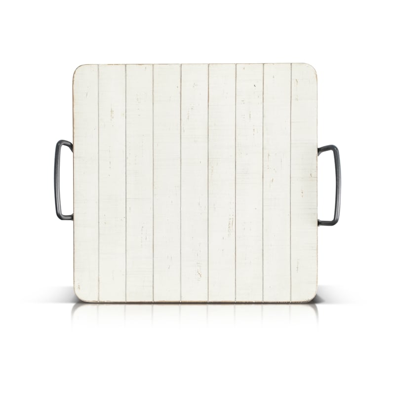 Sunny Designs Marina White Sand Wood Ottoman Tray