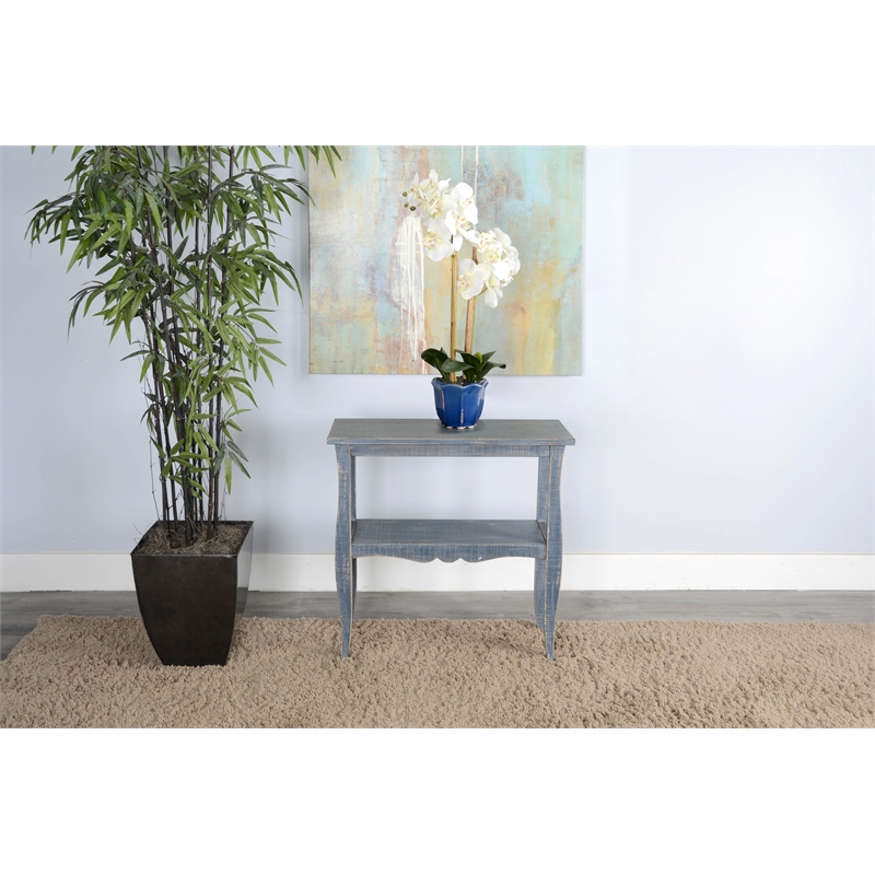 Sunny Designs Marina Ocean Blue Solid Wood and Veneers Side Table