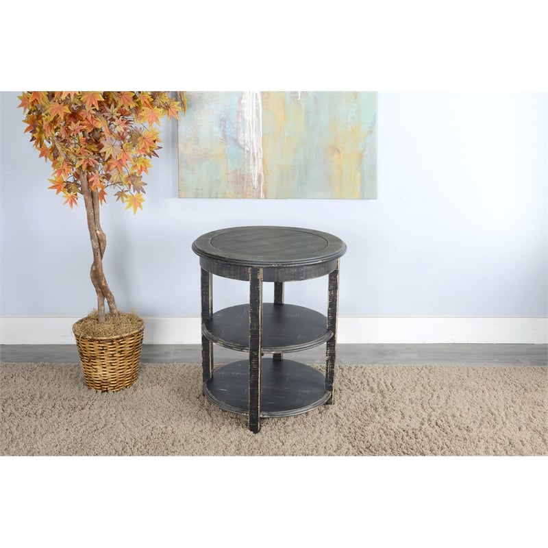 Sunny Designs Marina Black Sand Wood and Veneers Side Table