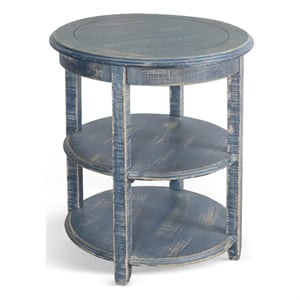 Sunny Designs Marina Ocean Blue Solid Wood and Veneers Side Table