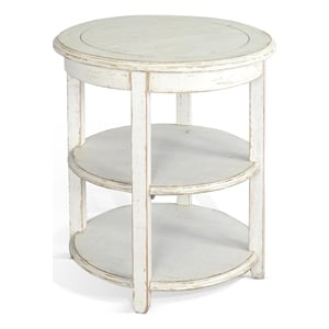 Sunny Designs Marina White Sand Solid Wood and Veneers Side Table