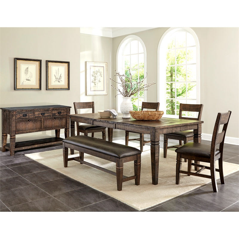 Sunny Designs Homestead Tobacco Leaf Dining Bench with Cushion