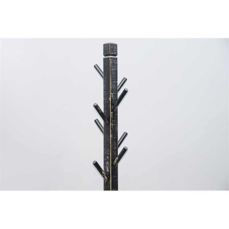 Sunny Designs Traditional Solid Wood Hat Rack with 8-Prong Hooks in Black Sand