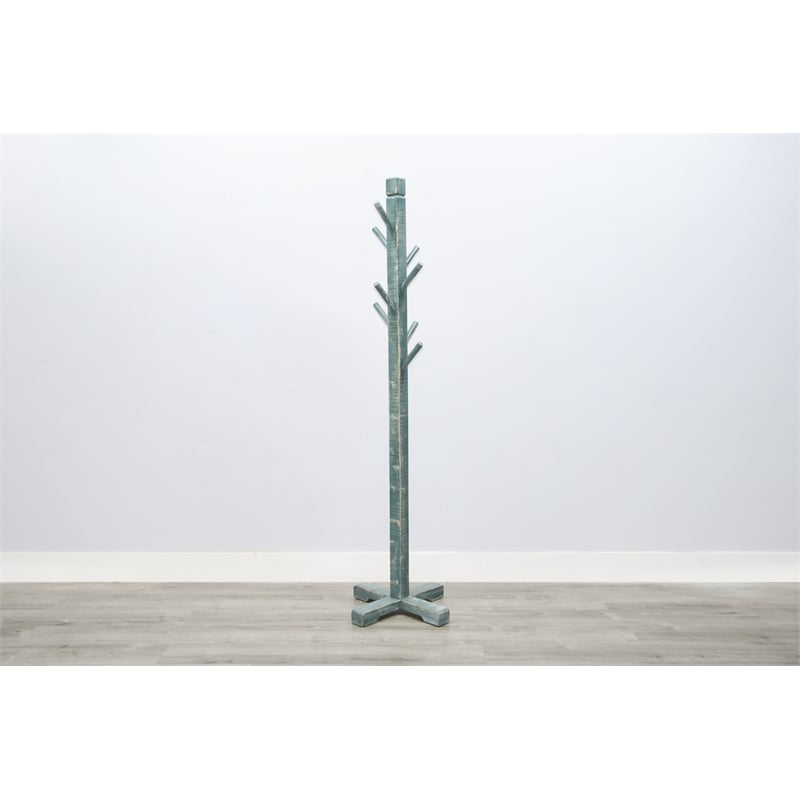 Sunny Designs Traditional Solid Wood Hat Rack with 8-Prong Hooks in Green