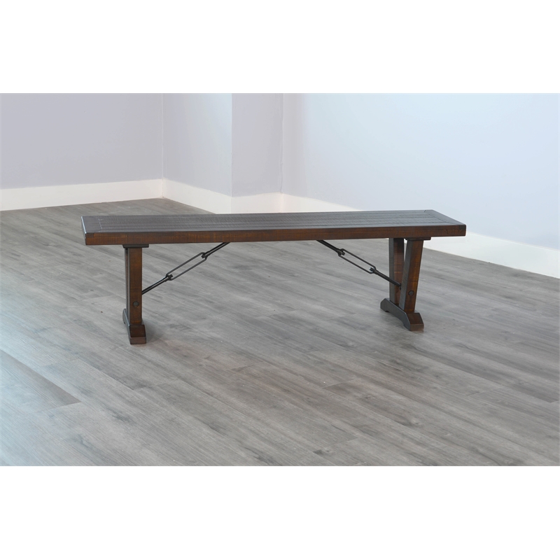 Sunny Designs Tobacco Leaf Wood Dining Bench with Turnbuckles