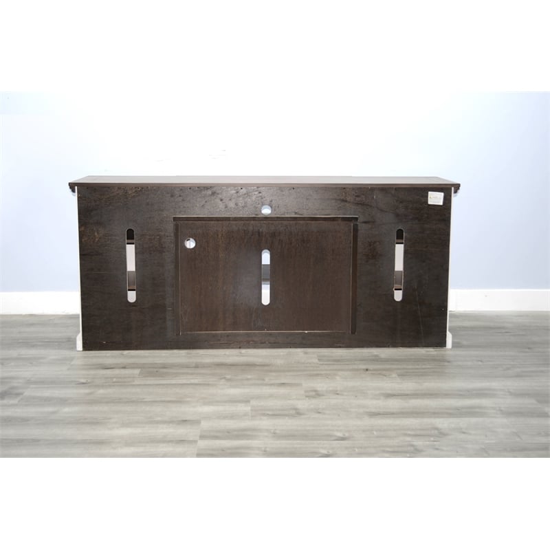 Sunny Designs Pasadena Solid Wood & Marble TV Console in Natural/Off White