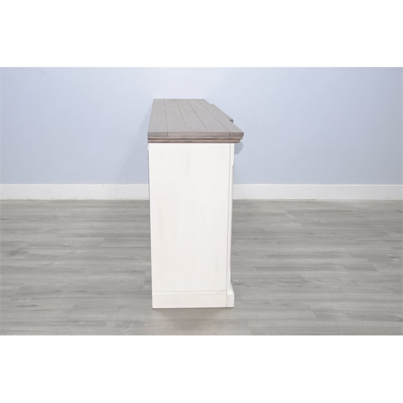 Sunny Designs Pasadena Solid Wood & Marble TV Console in Natural/Off White