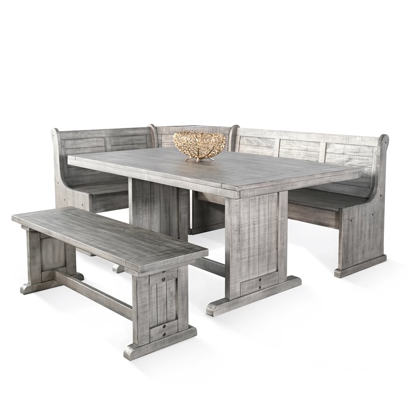 Alpine Grey Wood Breakfast Nook Dining Set