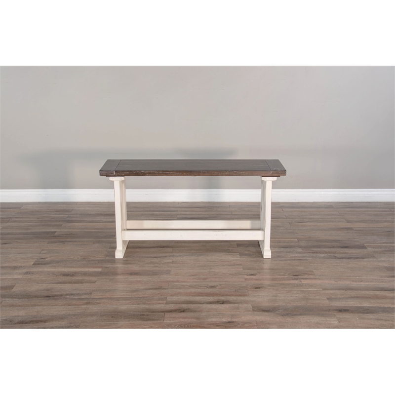 Sunny Designs Solid Wood Dining Bench in Brown/White