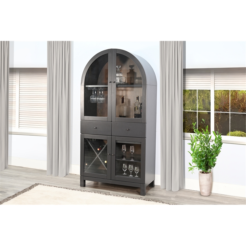 Sunny Designs Arched Wood Wine Bar Cabinet
