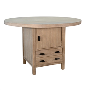 Sunny Designs Round Dining Table with Built-in Storage Cabinet and Drawers