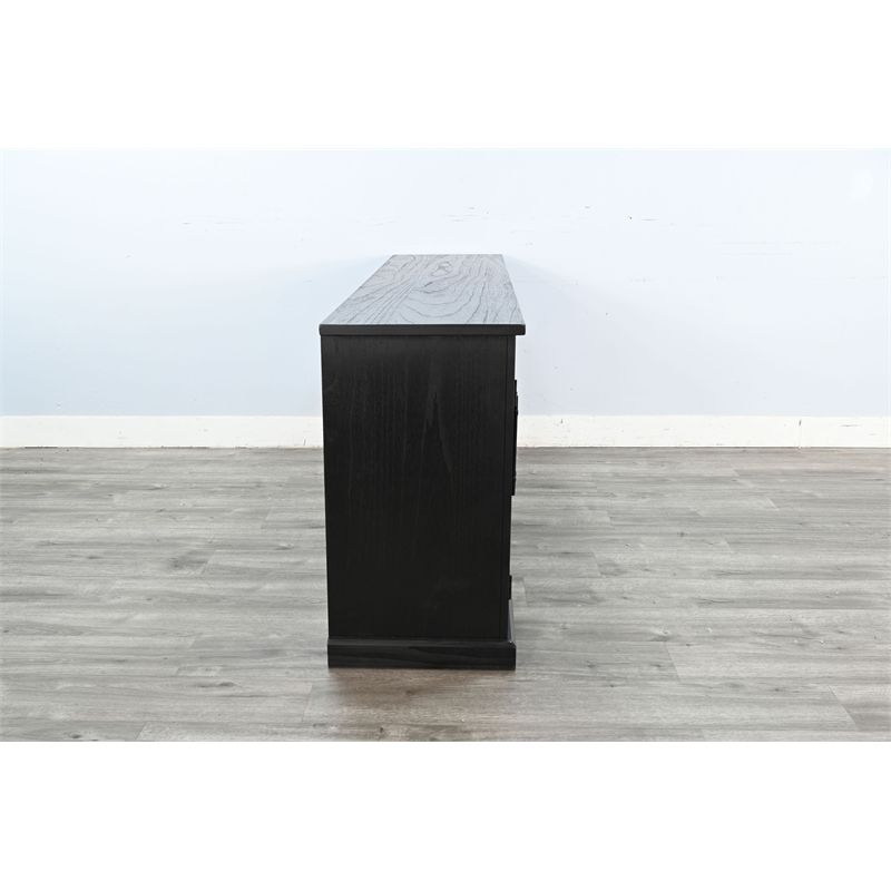 Sunny Designs Elena Modern Black Wood Display Cabinet with Arched Glass Doors