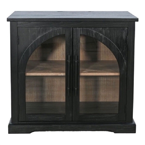 Sunny Designs Elena Wood Cabinet with Arched Glass Doors in Oak Grove/Umbra