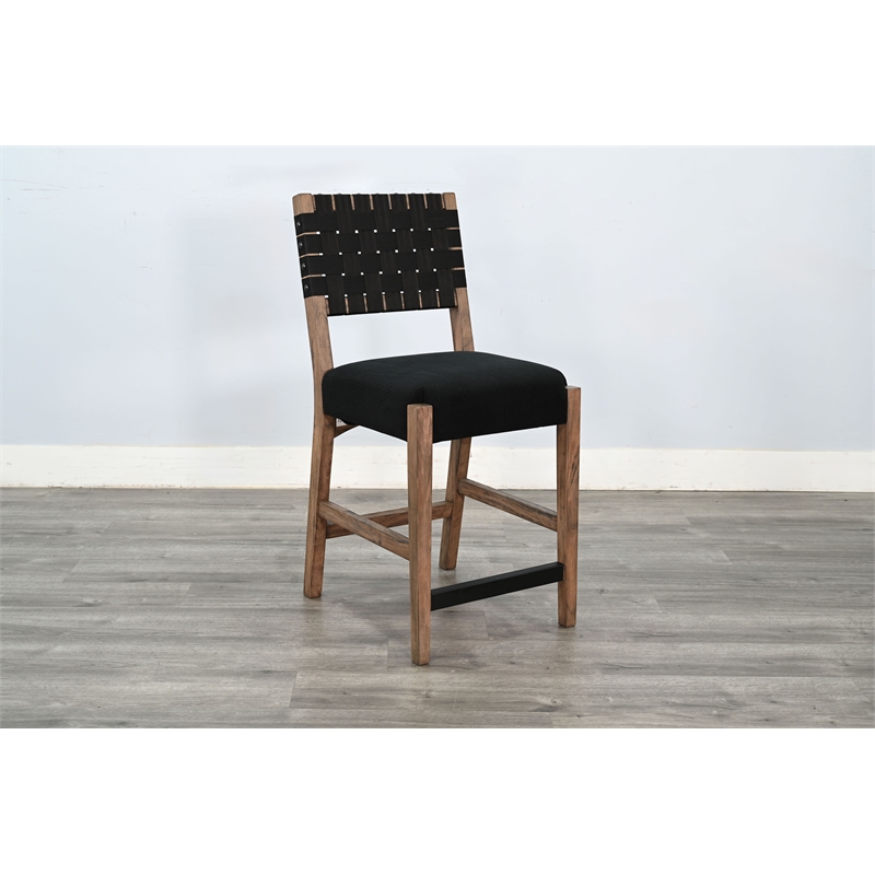 Sunny Designs Woven Back Black Counter Stool (Set of 2)