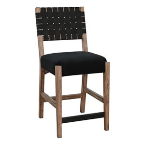 Sunny Designs Woven Back Black Counter Stool (Set of 2)