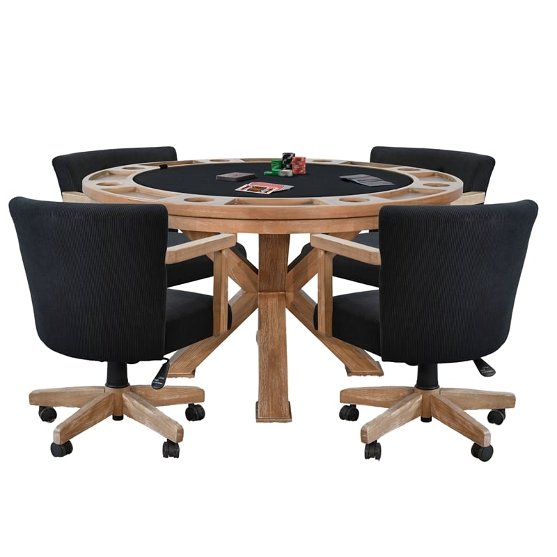 Sunny Designs 5-Piece Reversible Game and Dining Poker Table Set