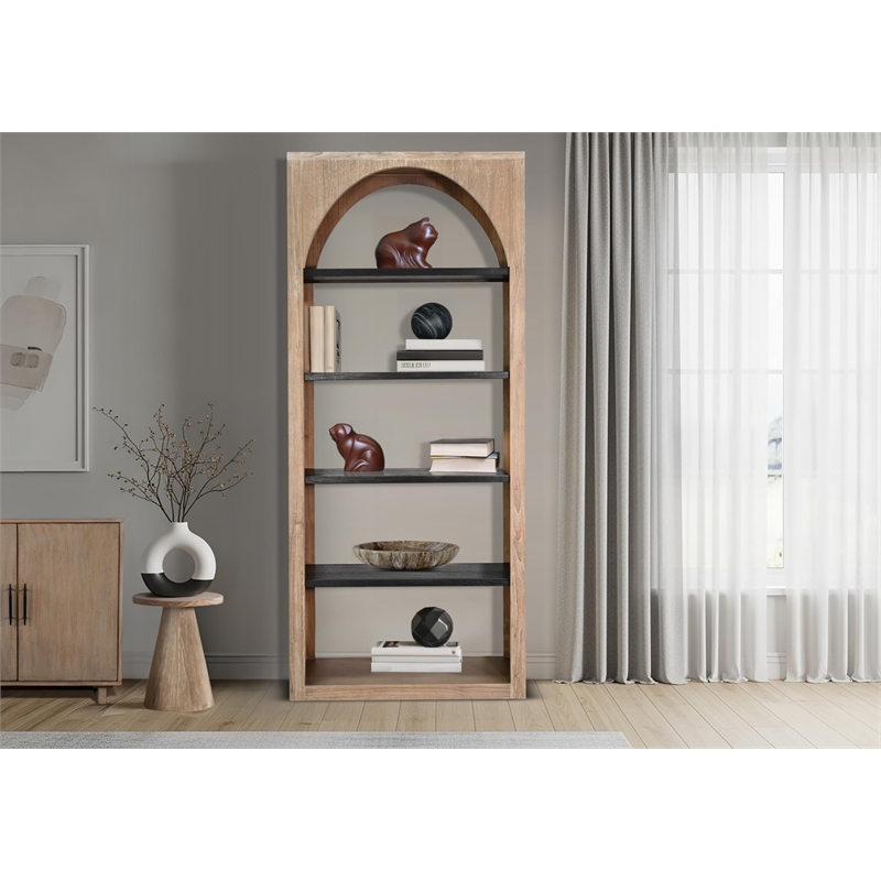 Sunny Designs Tall Arched Wood Bookshelf with Open Shelving