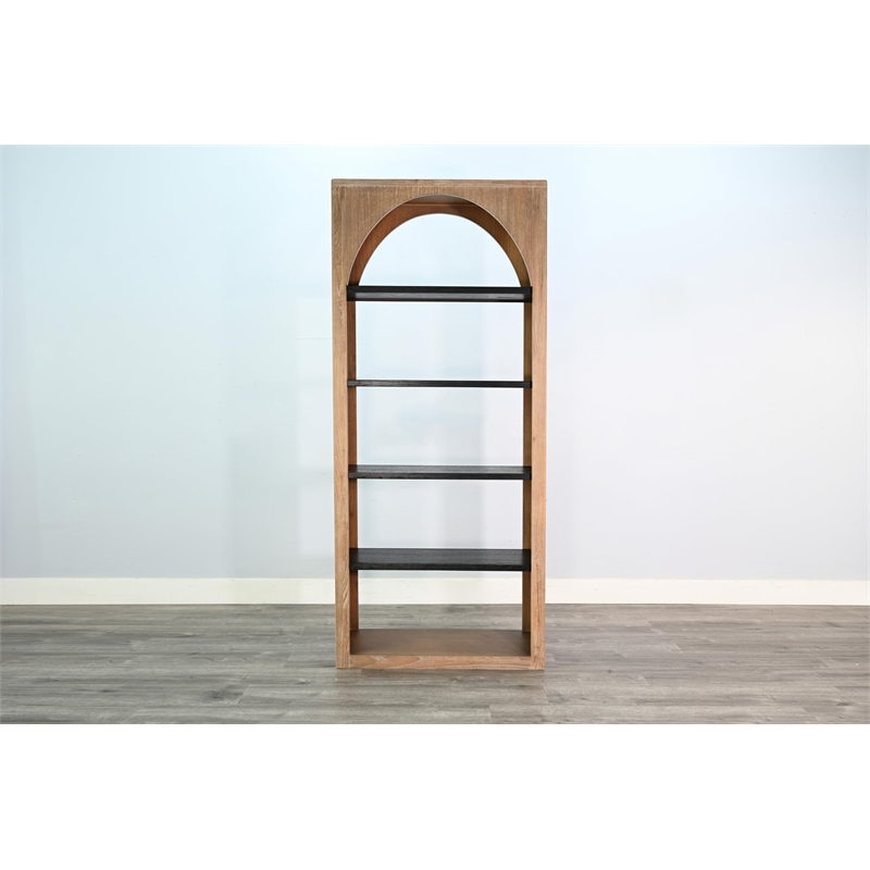 Sunny Designs Tall Arched Wood Bookshelf with Open Shelving