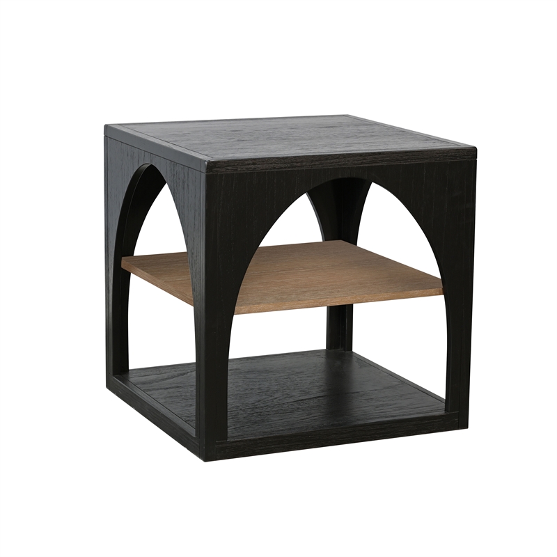 Sunny Designs Modern Wood End Table with Arched Open Shelf Design