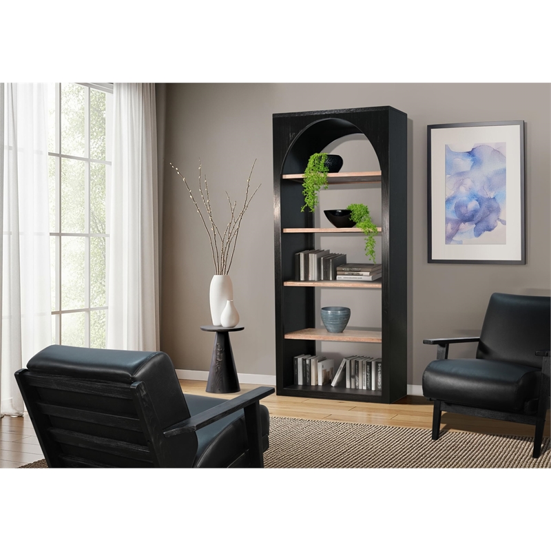 Sunny Designs Tall Arched Wood Bookshelf with Open Shelving