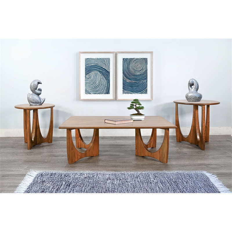 Sunny Designs Sinatra Round Top End Table in Cinnamon