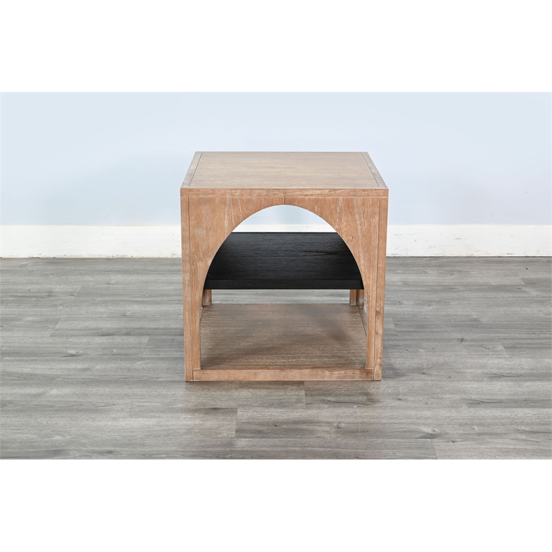 Sunny Designs Modern Wood End Table with Arched Open Shelf Design