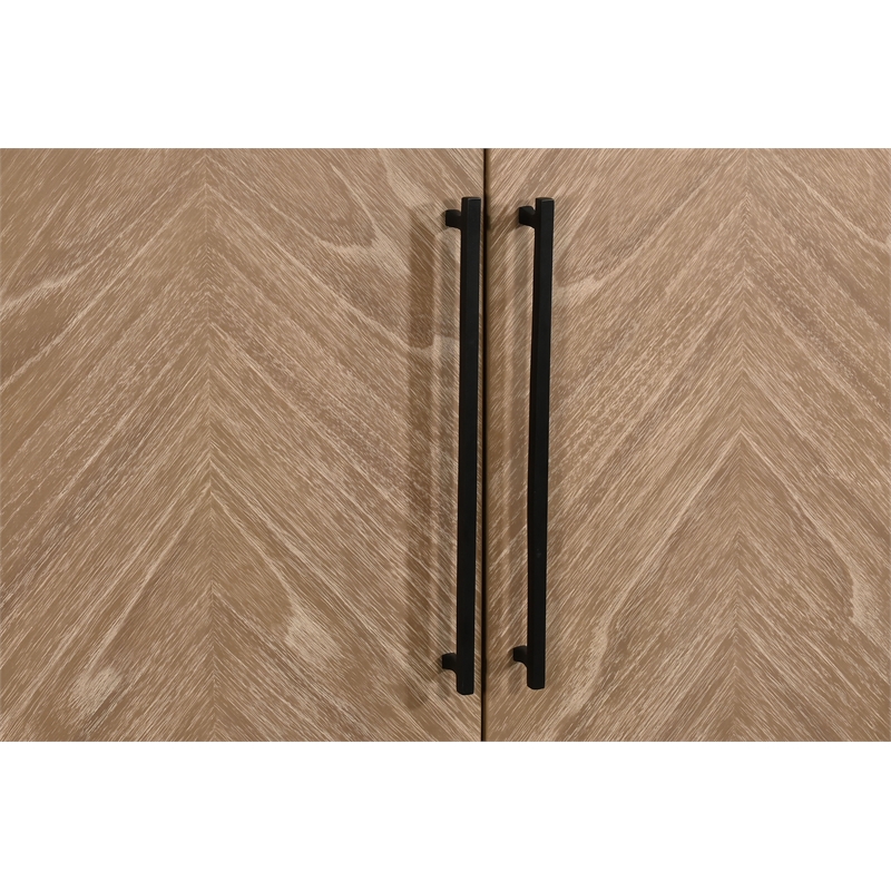 Modern Accent Cabinet with Chevron Doors and Metal Base